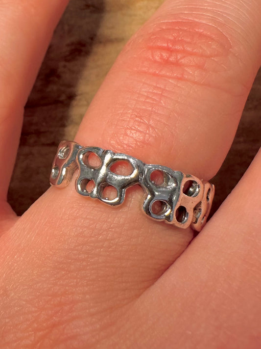 Vintage Butterfly Band 925 Silver Size Q1/2 Ring