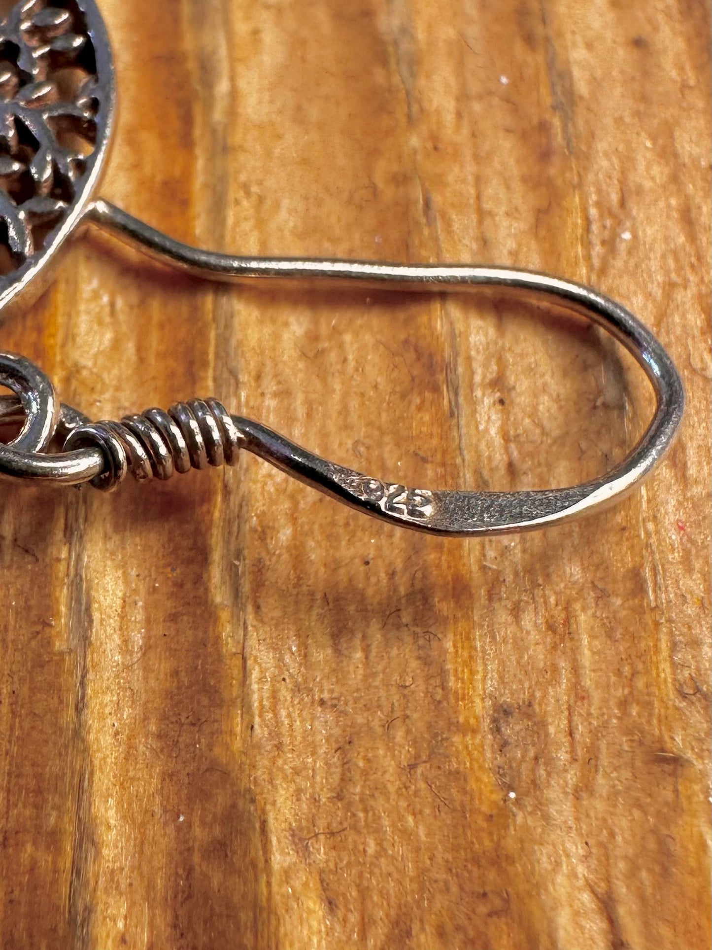 Tree of Life Circle 925 Sterling Silver Earrings
