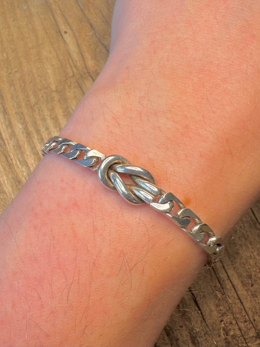 Knot Link Curb Chain 925 Sterling Silver 7.5 inch Bracelet