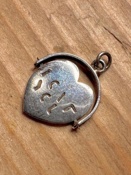 Vintage Heart I Love You Spinner 925 Sterling Silver Pendant