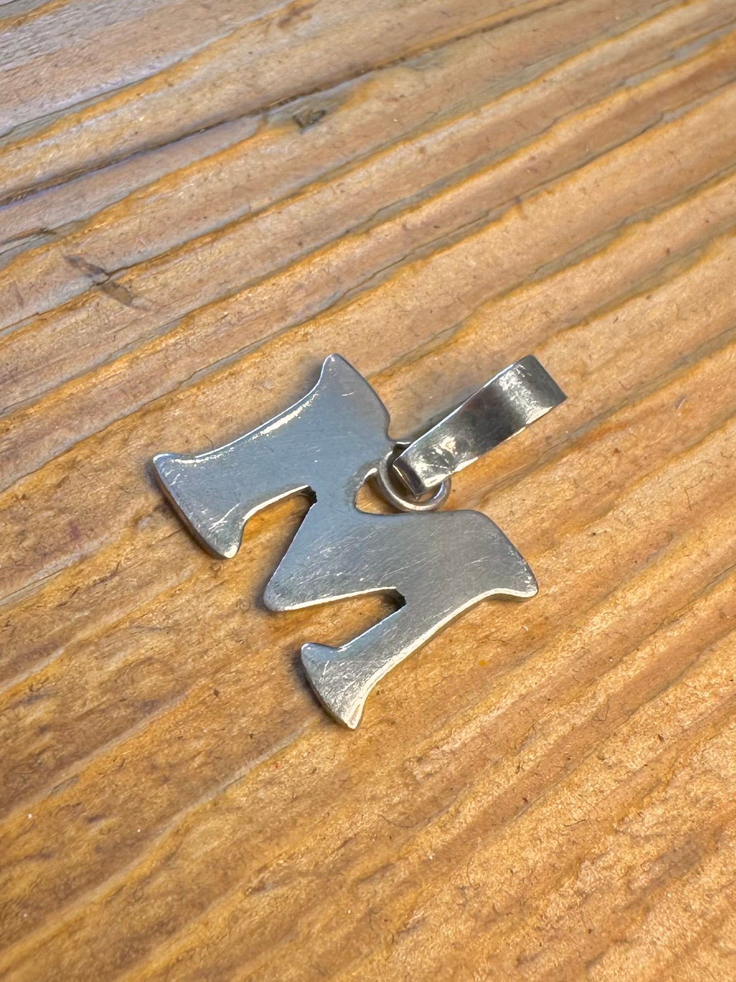 Block Style Letter M 925 Sterling Silver Pendant
