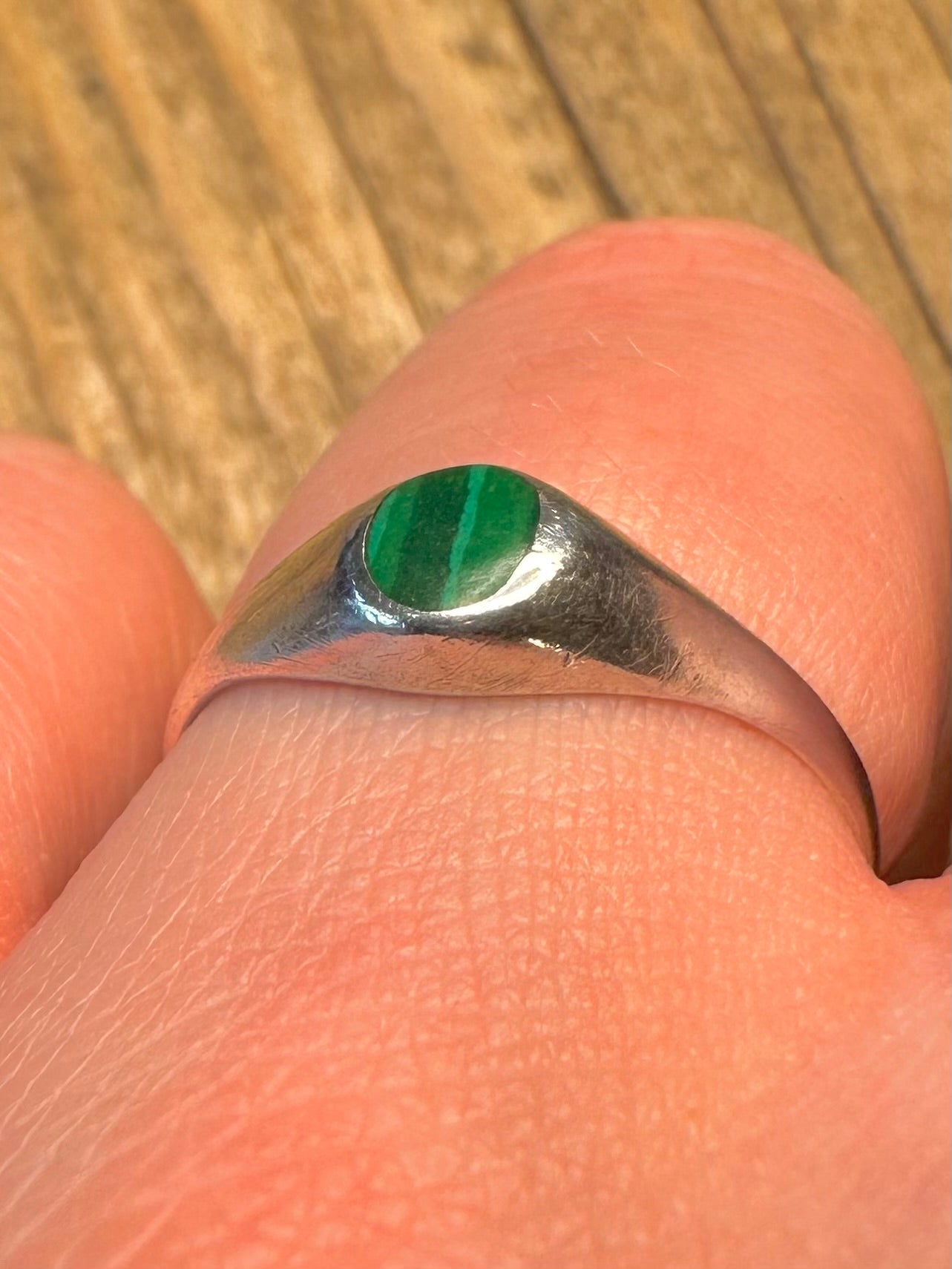 Malachit Siegelring 925 Sterling Silber Größe Q