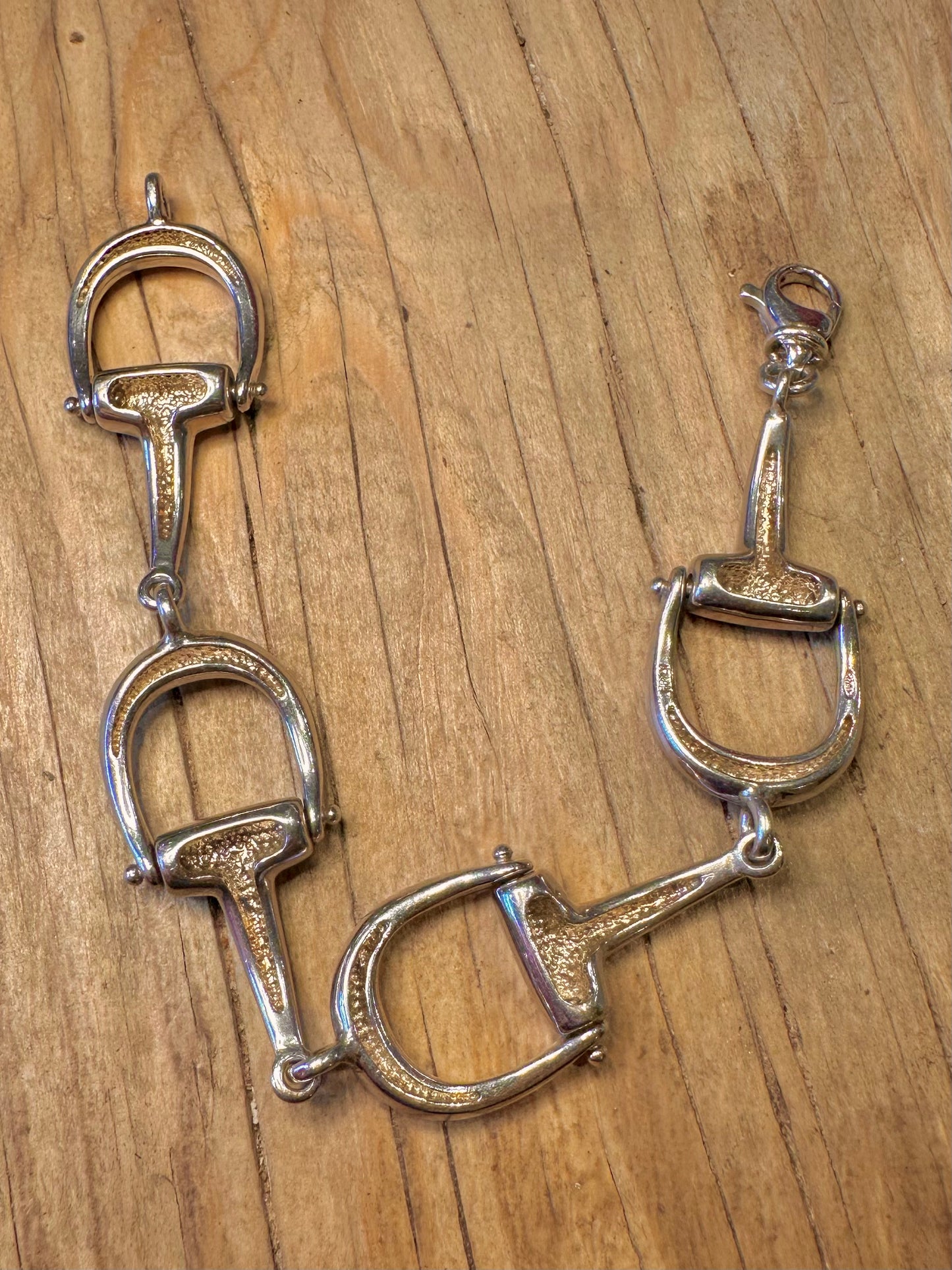 Vintage Chunky Stirrup Link Italy 925 Sterling Silver 7.6 inch Bracelet