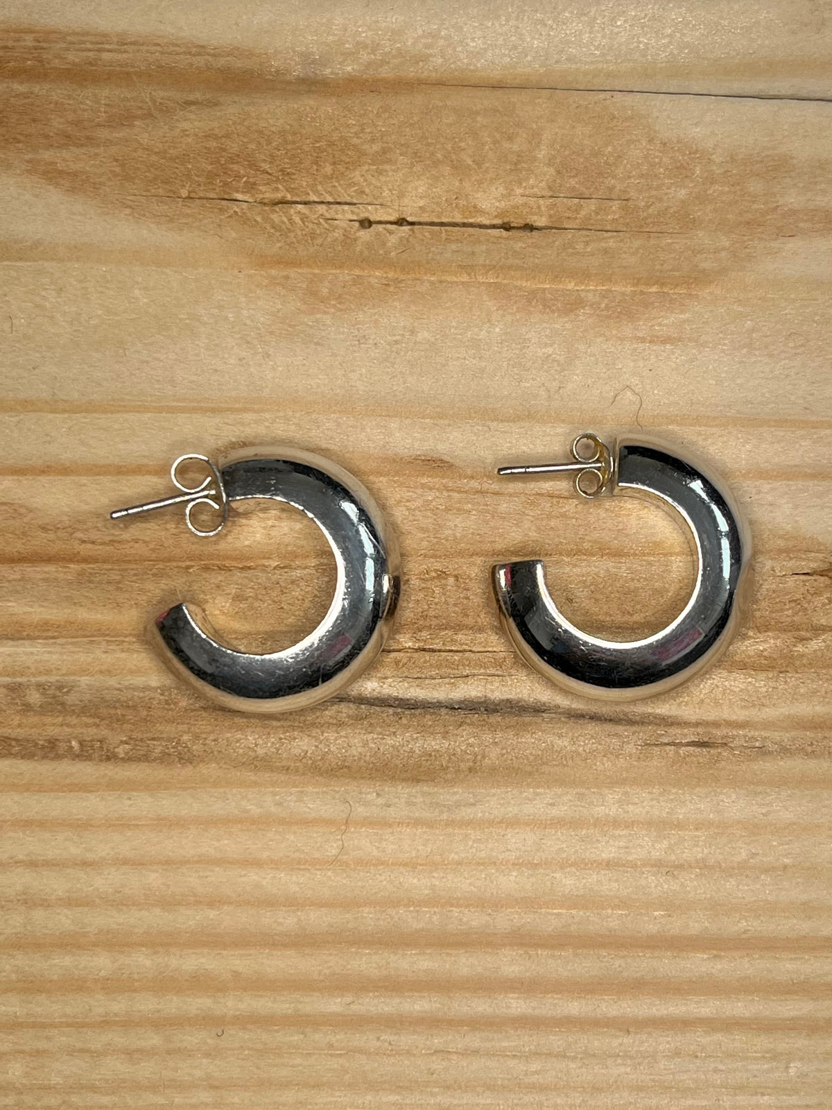 Chunky Half Hoops 925 Sterling Silver Earrings