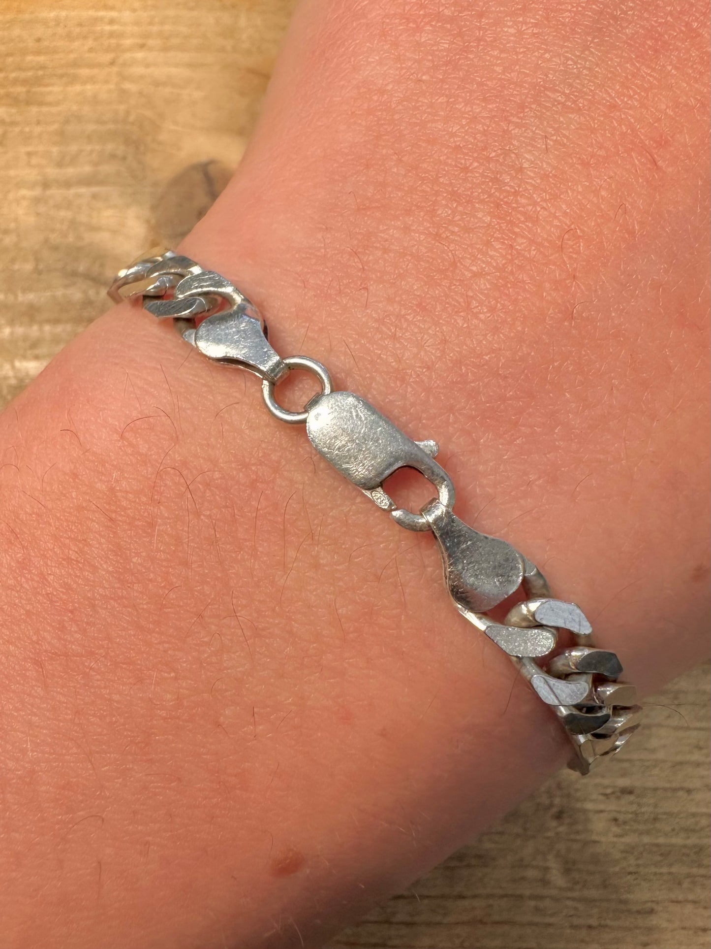 Vintage Curb Chain 925 Silver London 7.5 inch Bracelet