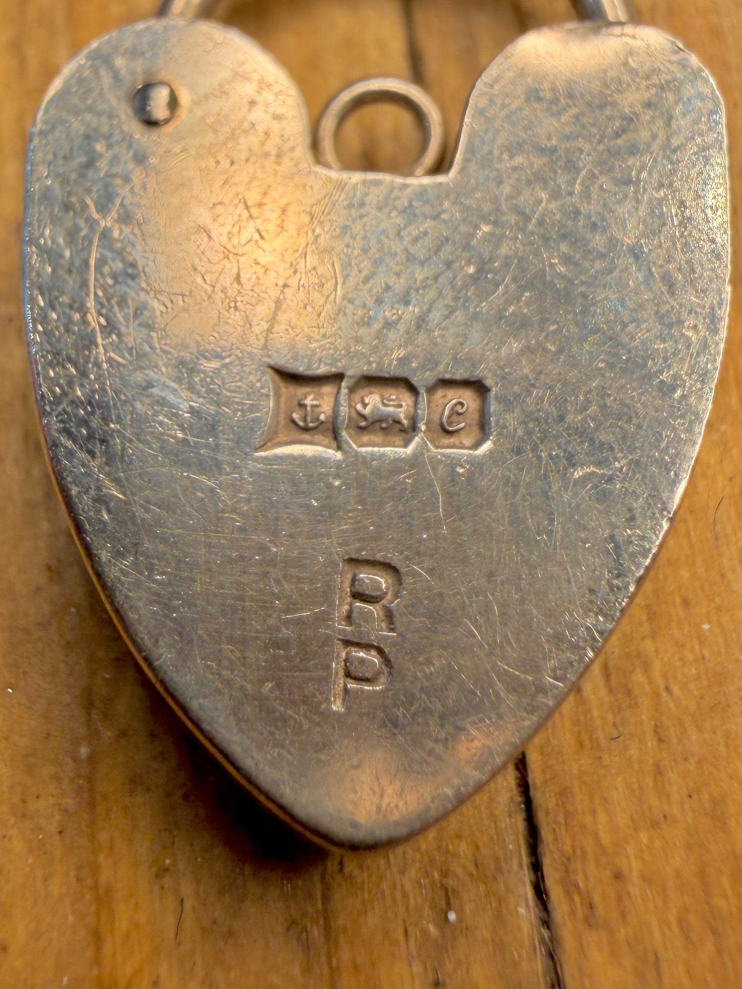 Heart Padlock 1977 Maker RP Hallmarked 925 Sterling Silver Pendant