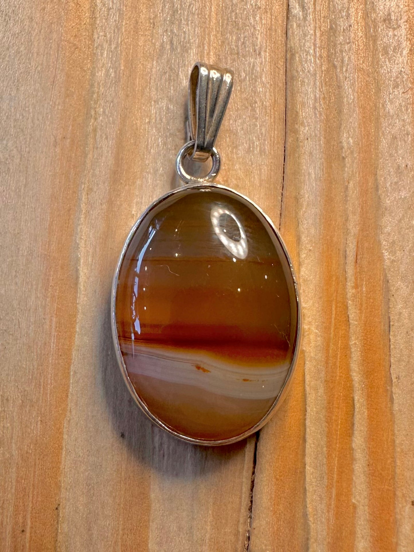 Vintage Banded Agate 925 Silver Pendant