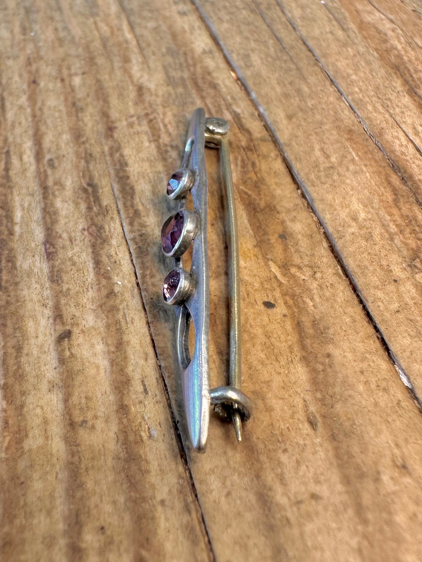 Charles Horner Amethyst Chester 1913 Art Nouveau 925 Sterling Silver Brooch