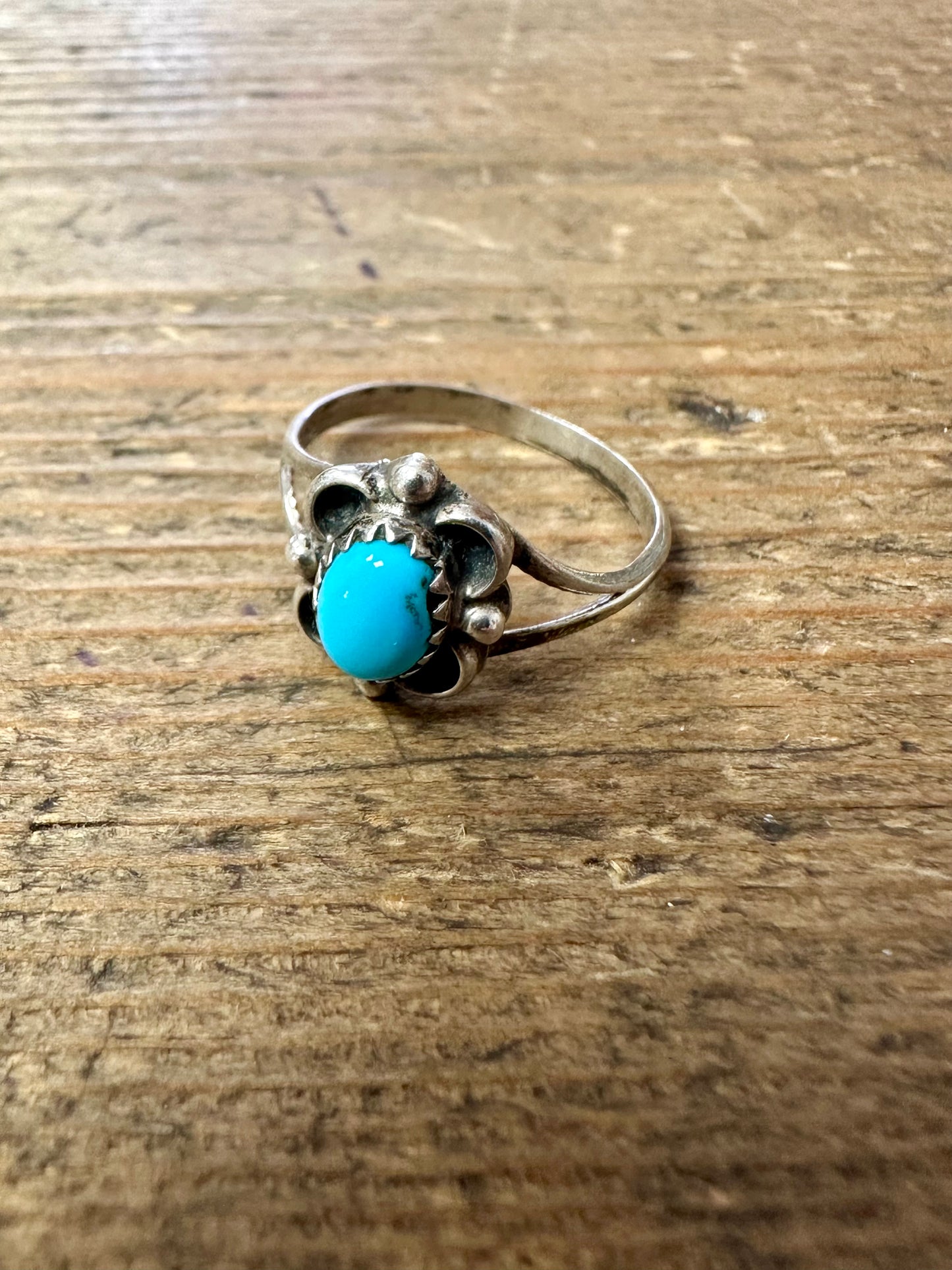 Vintage Turquoise Navajo Style 925 Silver Size M Ring