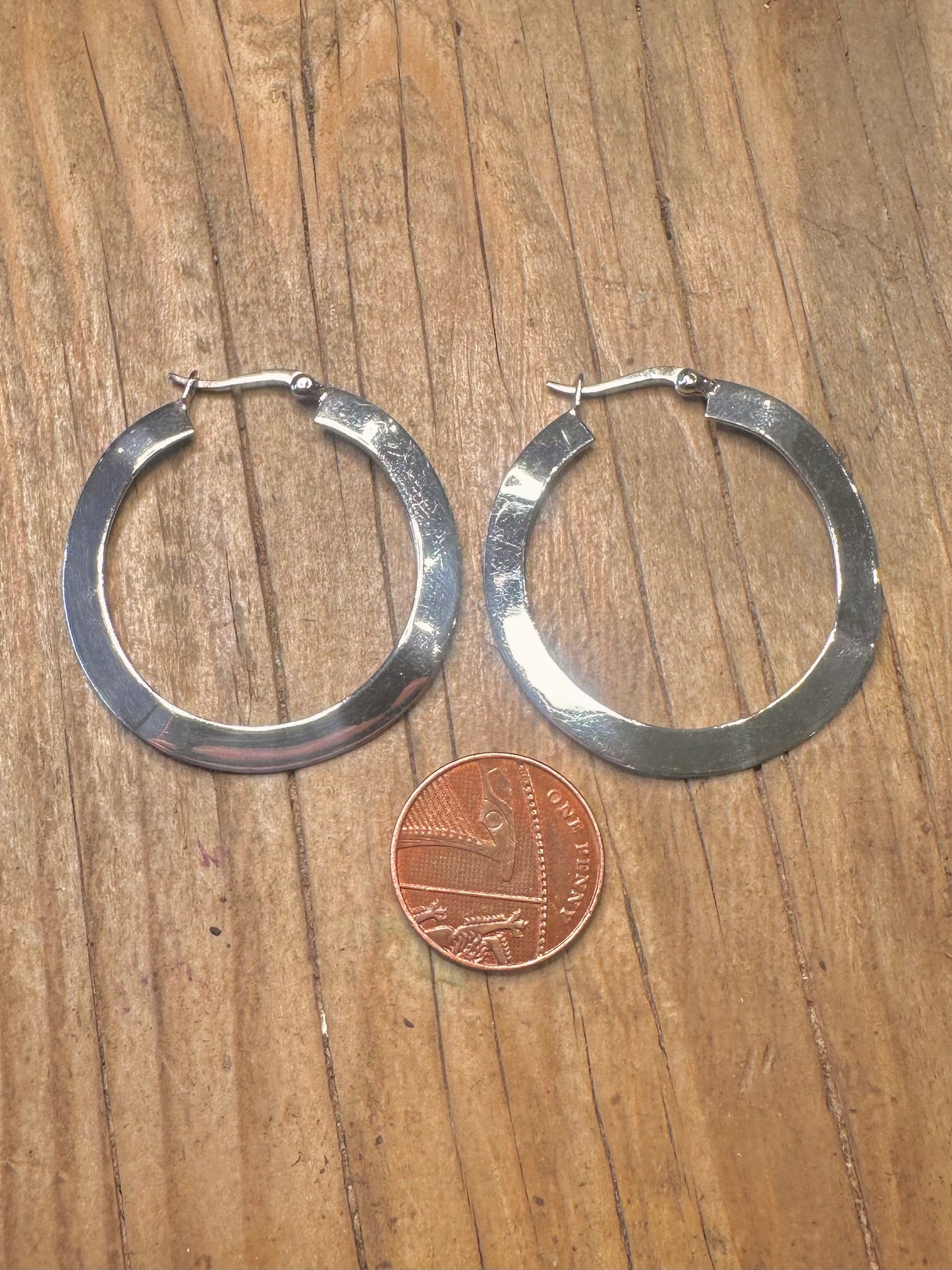 Abstract Wavy Flat Hoops 925 Sterling Silver Earrings