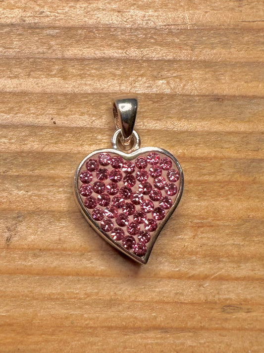 Pink Stones Heart 925 Sterling Silver Pendant