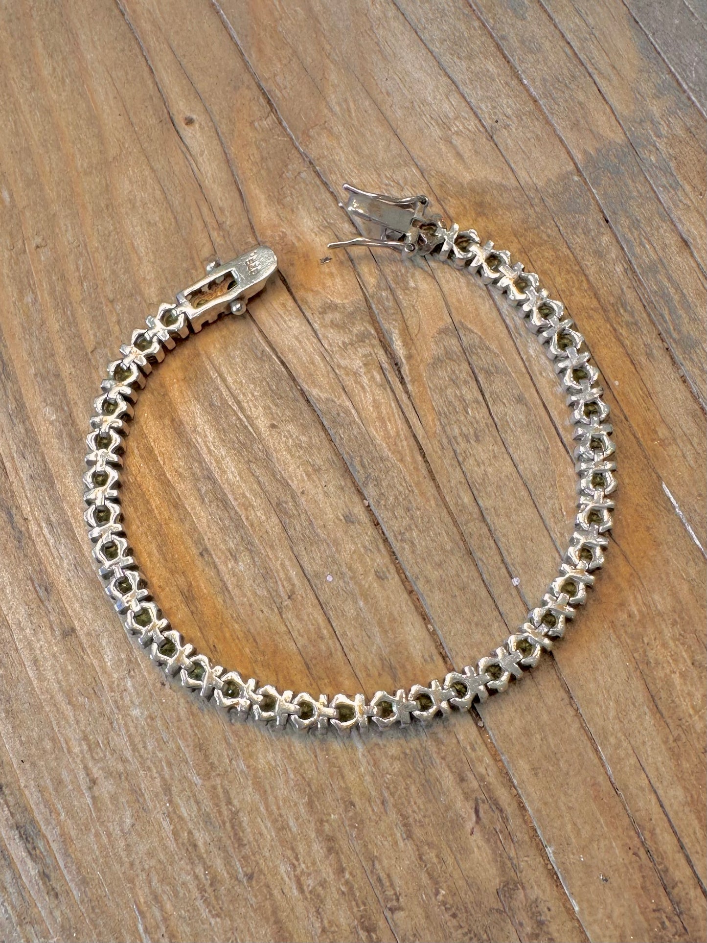 Peridot Tennis 925 Sterling Silver 7.5 inch Bracelet