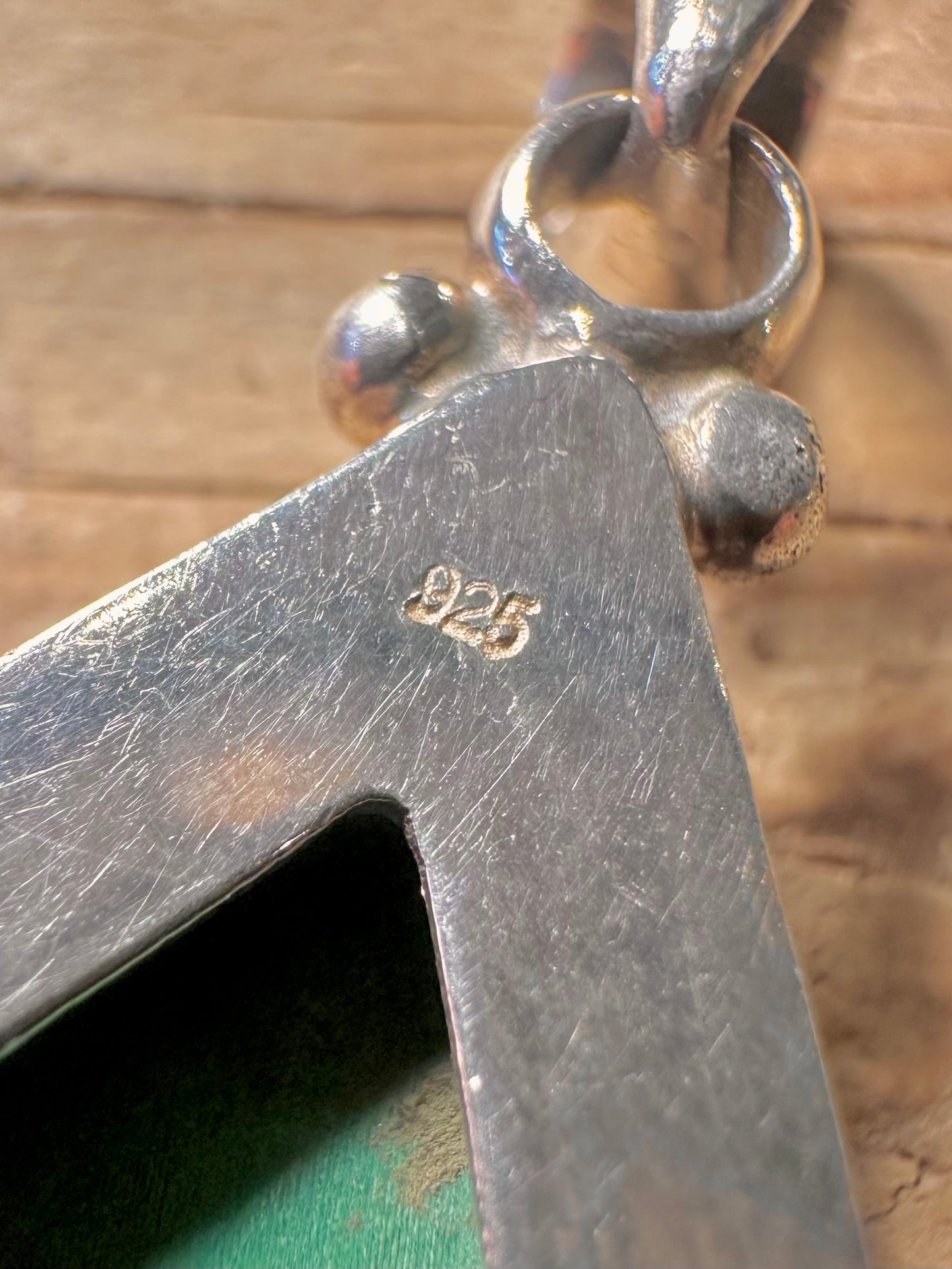 Vintage Malachit Tropfen 925 Sterling Silber Anhänger