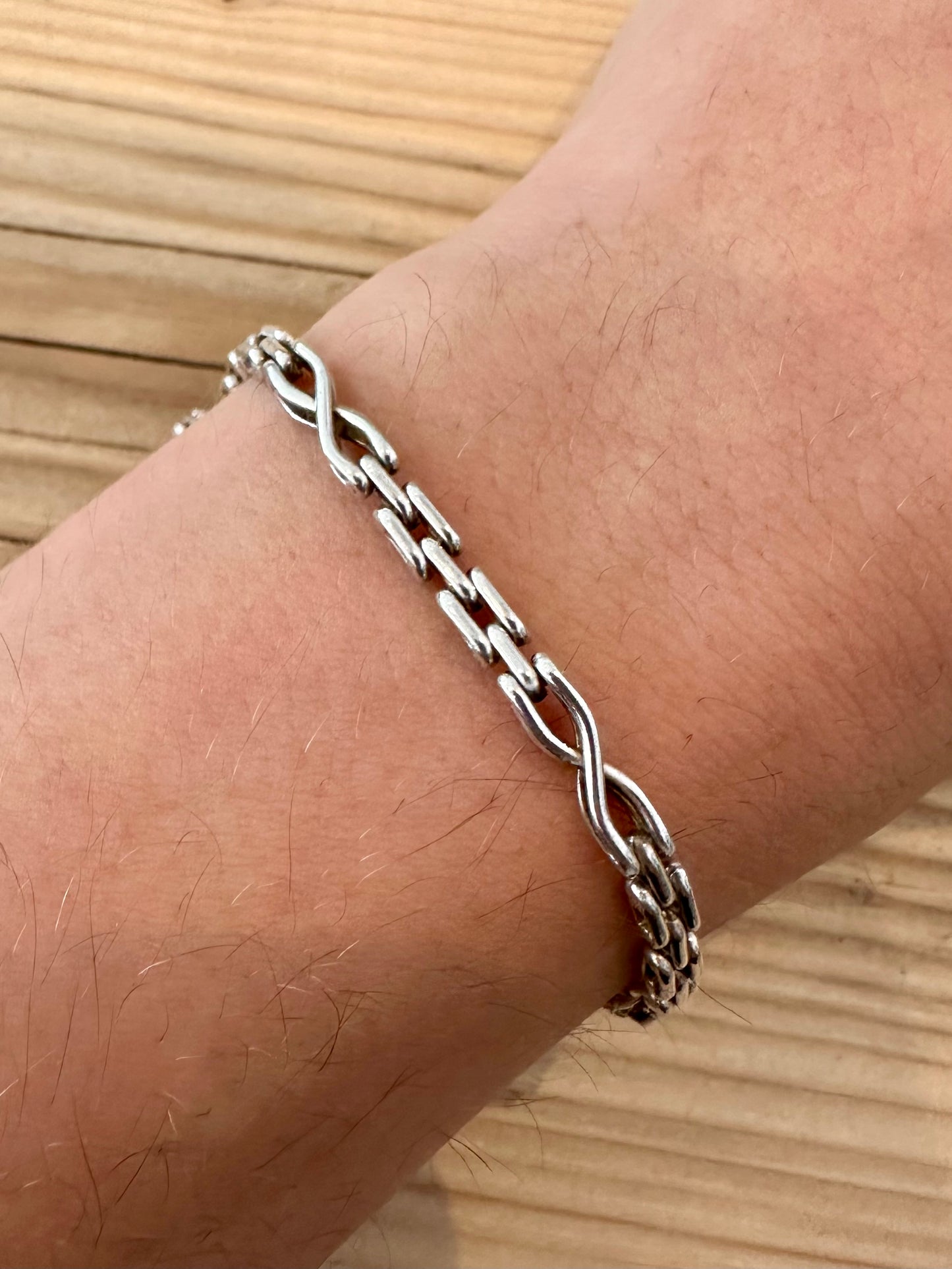 Vintage Unique Chain 925 Silver 7.6 inch Bracelet