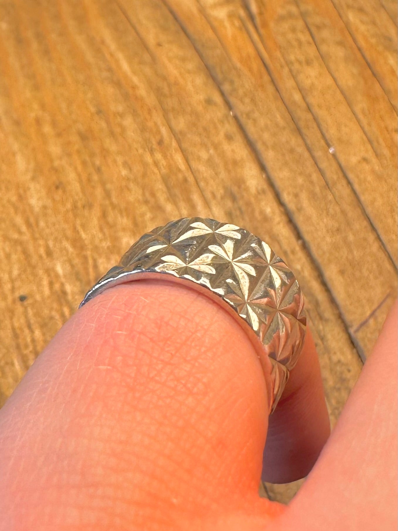 Wide 1972 Geometric Starburst Band 925 Sterling Silver Size L Ring
