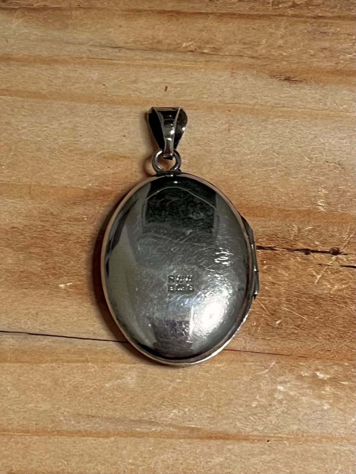 Abstract Engraved 1976 Birmingham Locket 925 Sterling Silver Pendant