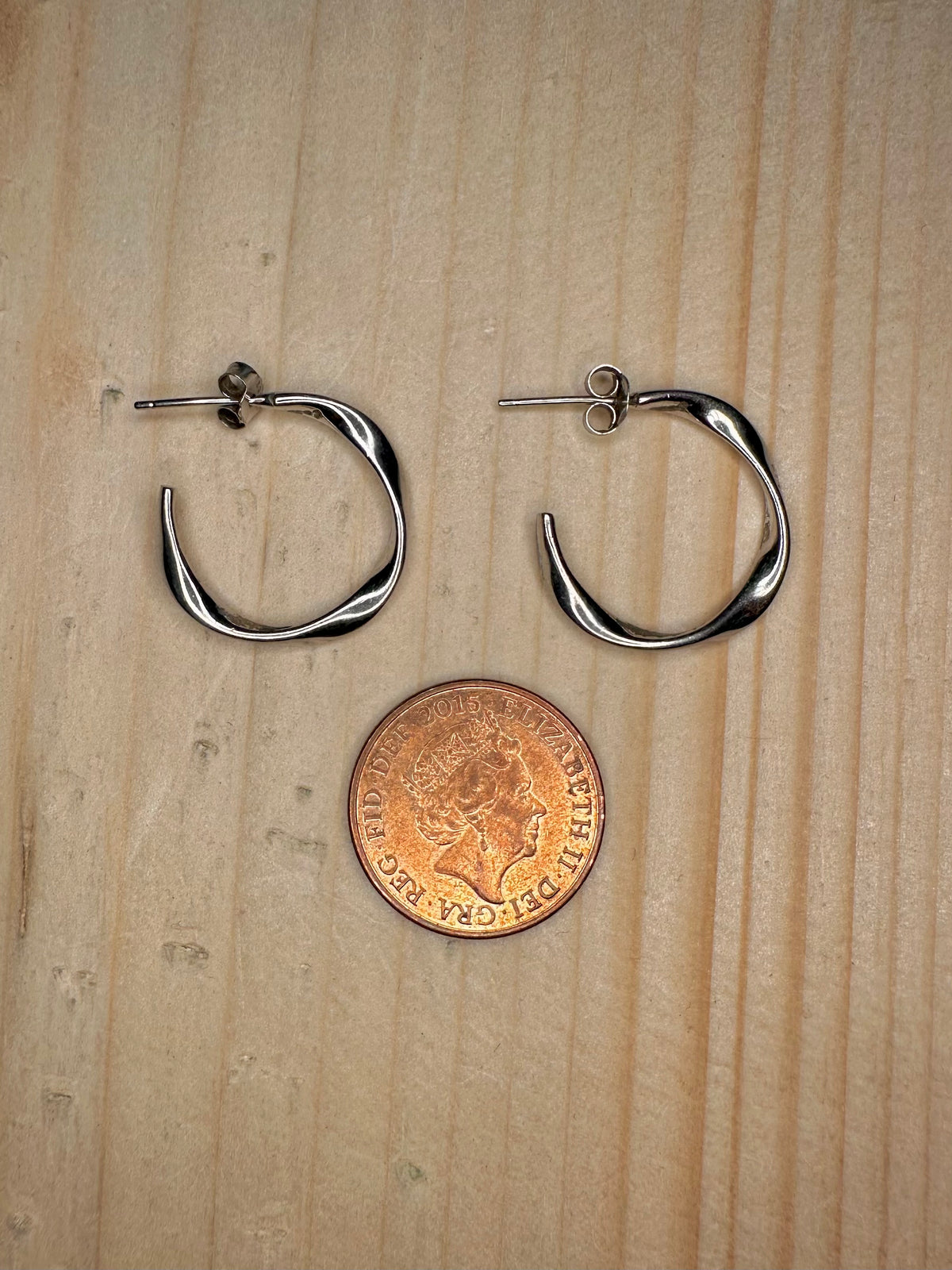Flat Twist Hoops 925 Sterling Silver Earrings