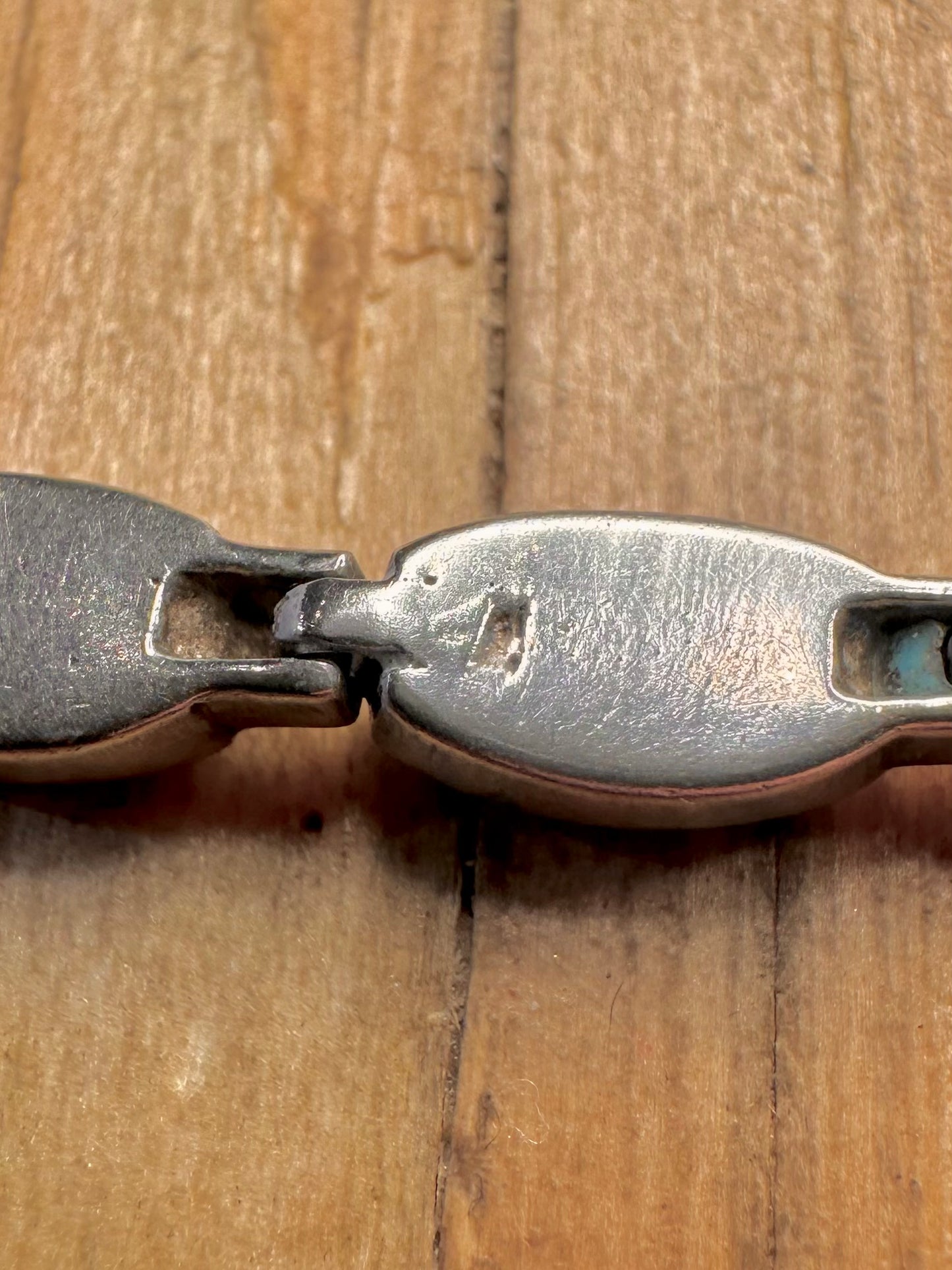 Vintage Turquoise Link 925 Sterling Silver 7.5 inch Bracelet