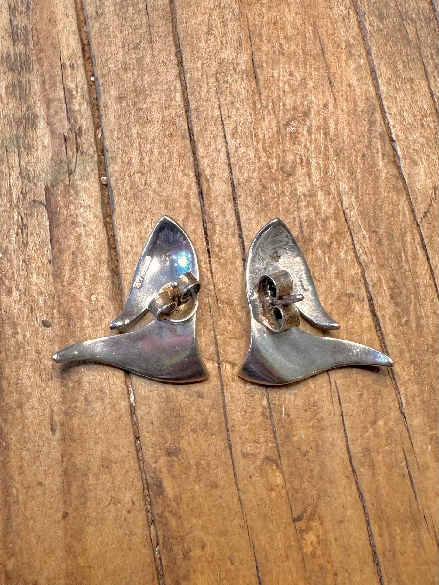 Abstract 1990 Shaped Stud Dublin 925 Sterling Silver Earrings