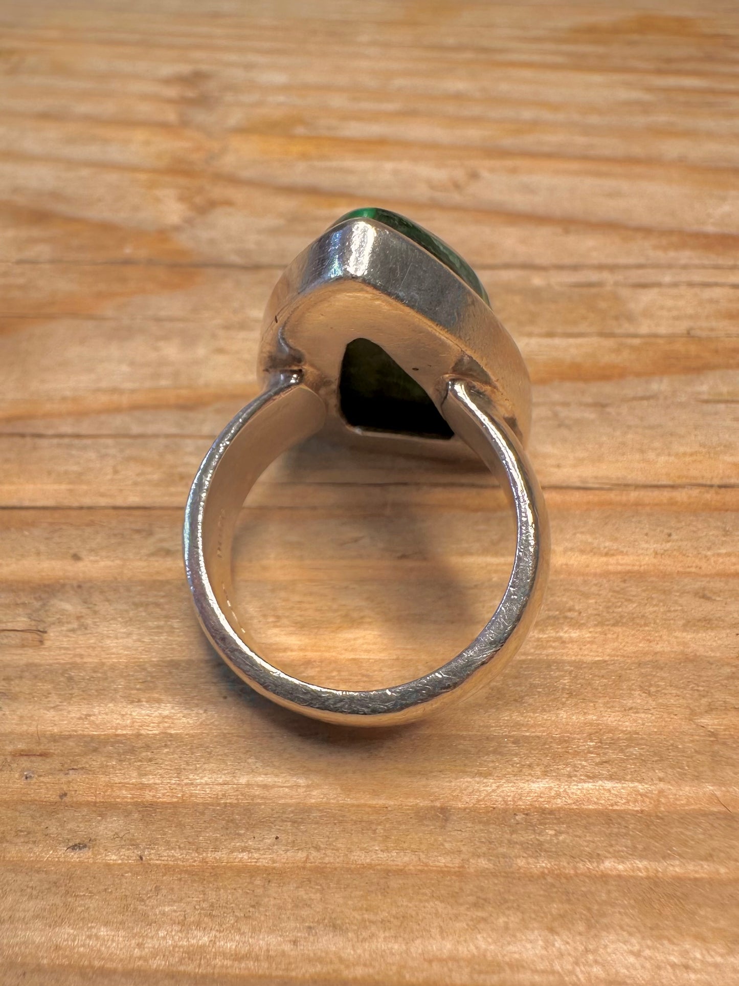 Vintage Malachite Teardrop 925 Sterling Silver Size N1/2 Ring