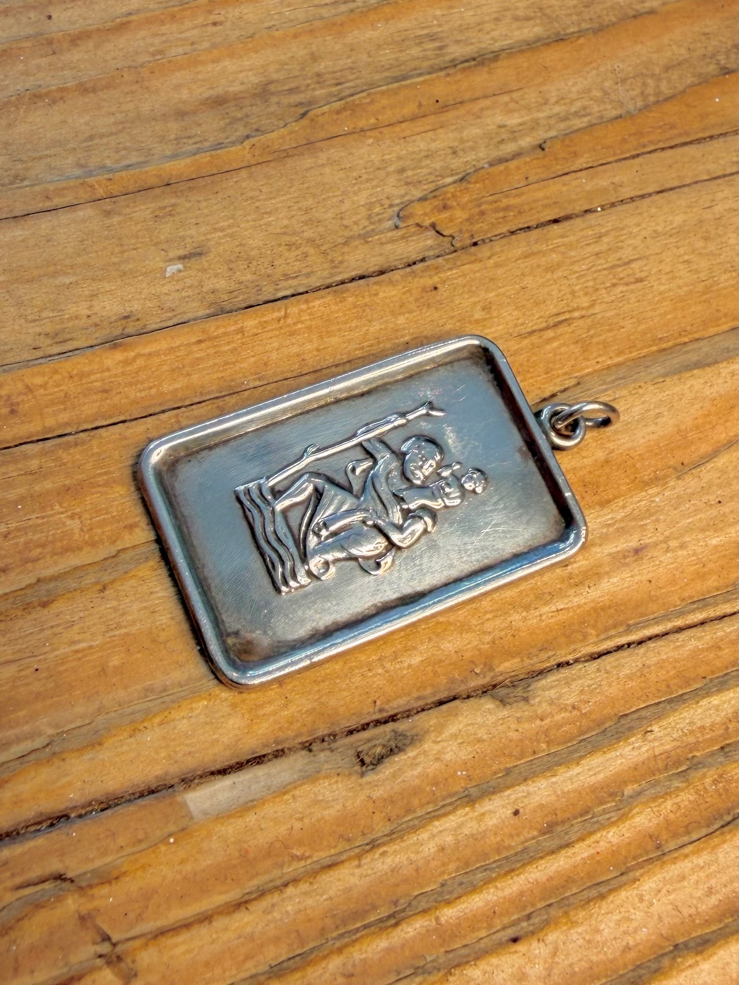 St Christopher 1977 Rectangle 925 Sterling Silver Pendant