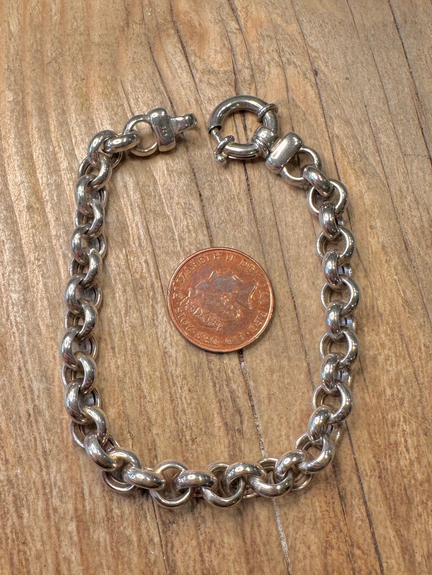 Vintage Massive Belcher-Armband aus 925er Sterlingsilber, 19,8 cm