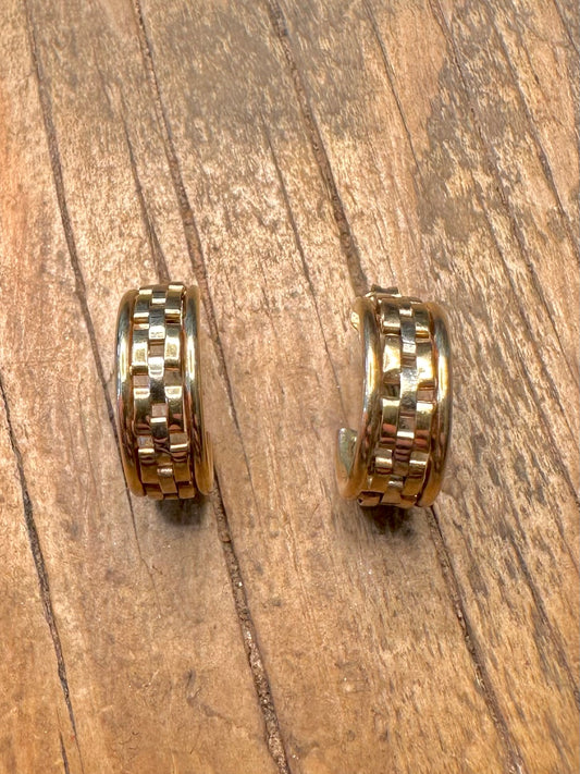 9ct Gold Chain Link Style Half Hoop Earrings