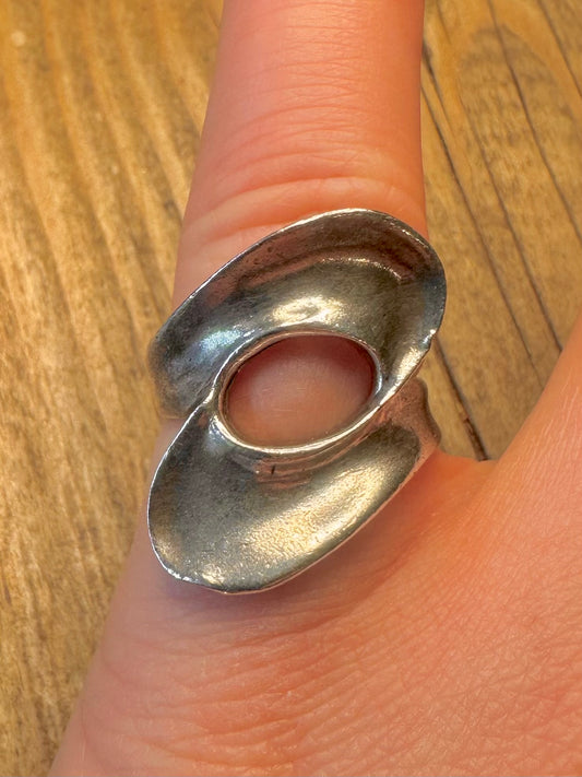 Organic MCM Eames Style 925 Sterling Silver Size L Ring
