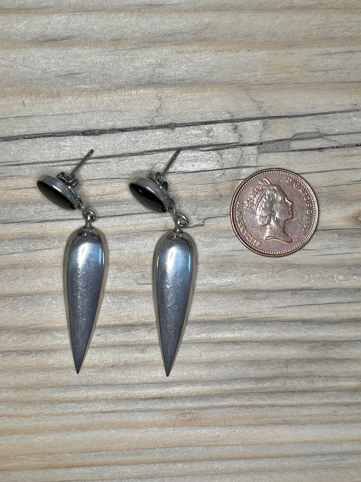 Black Onyx Tear Drop 925 Sterling Silver Earrings