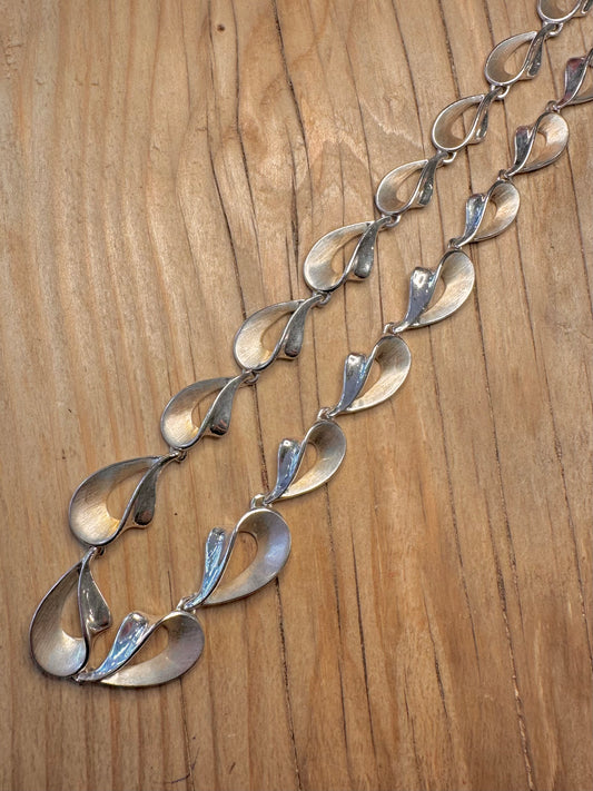 Abstract Unique Graduated Link 925 Sterling Silver 17.8 inch Maker AZ Necklace