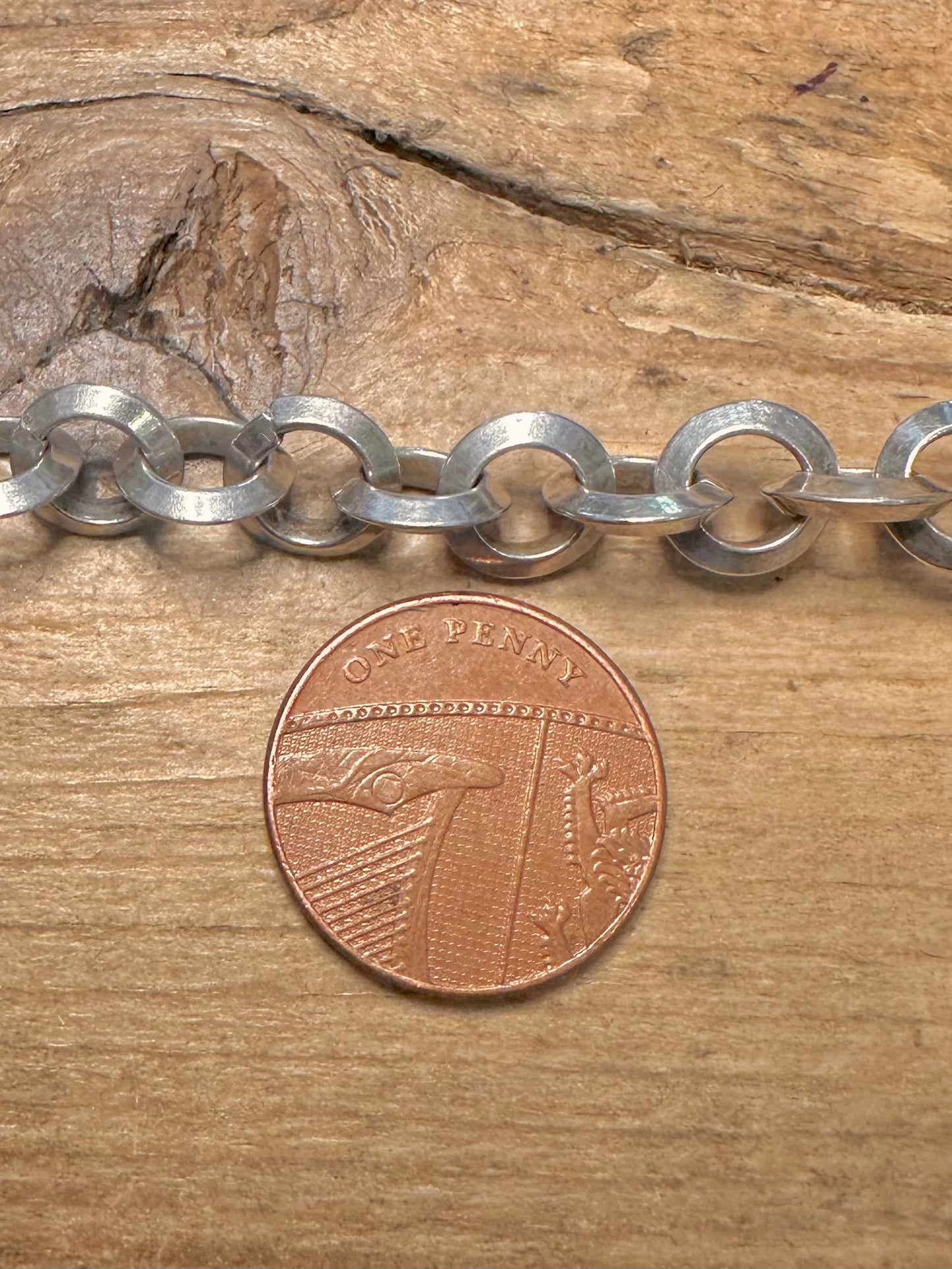 Modern Circle Link T Bar 925 Silver 7.2 inch Bracelet