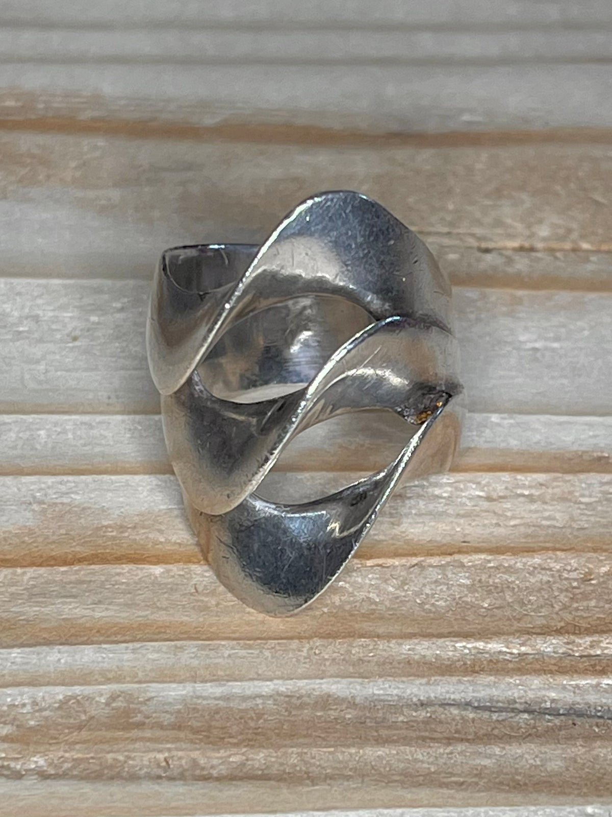 Chunky Sculpted Modernist 925 Sterling Silver Size Q Ring