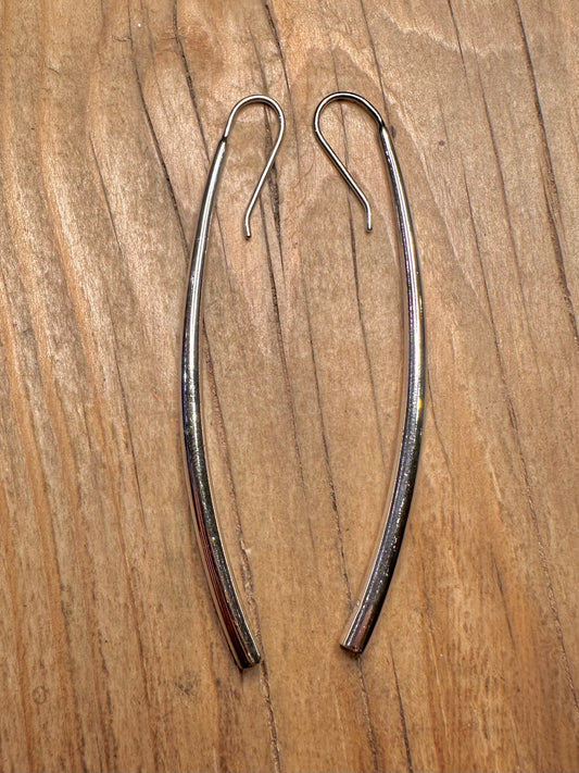 Modernist Long Bar 925 Sterling Silver Earrings