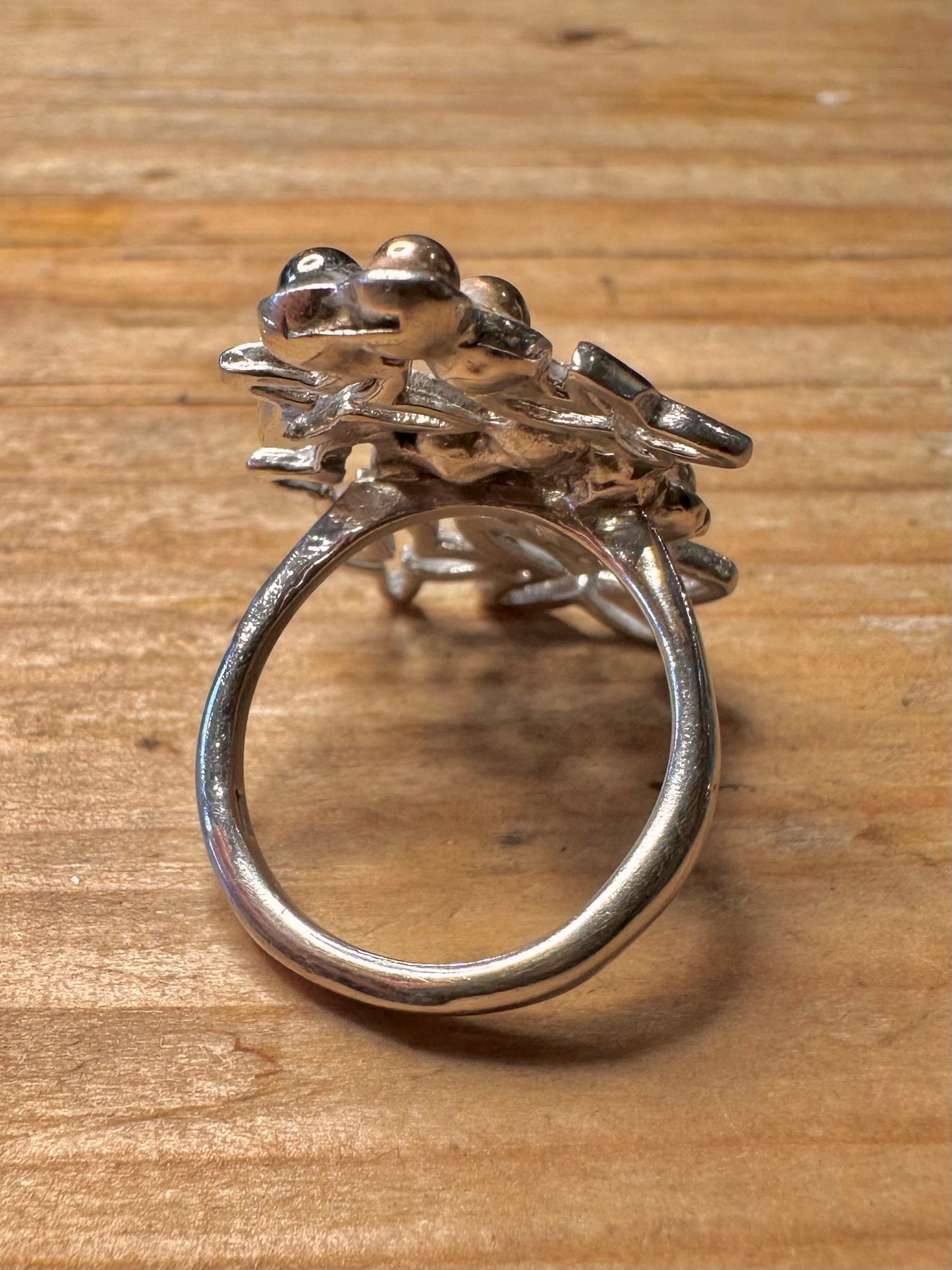Abstrakter Blumen-Design 925er Sterling Silber Ring Größe L1/2