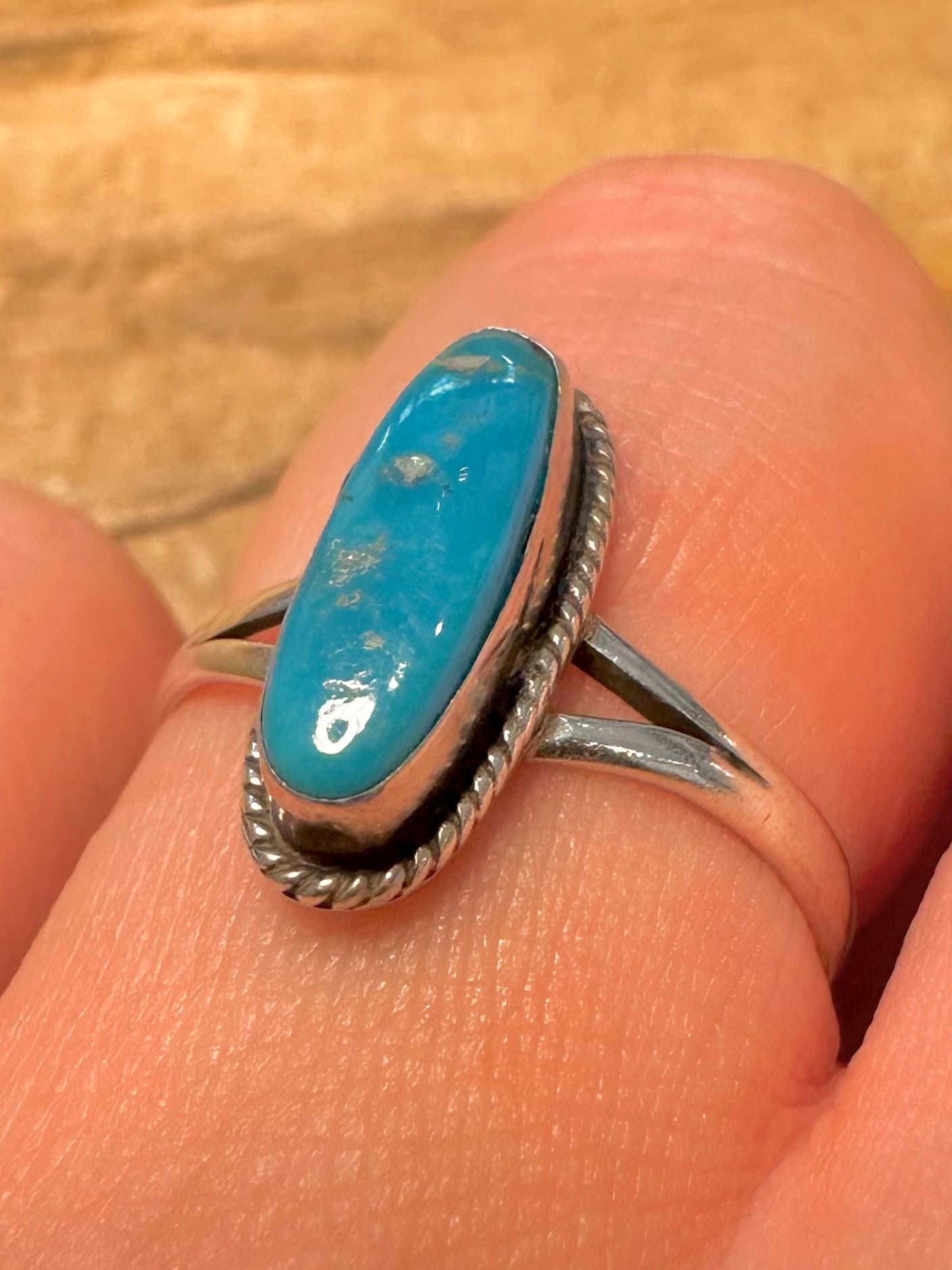 Vintage Turquoise Native American Style 925 Silver Size Q1/2 Ring