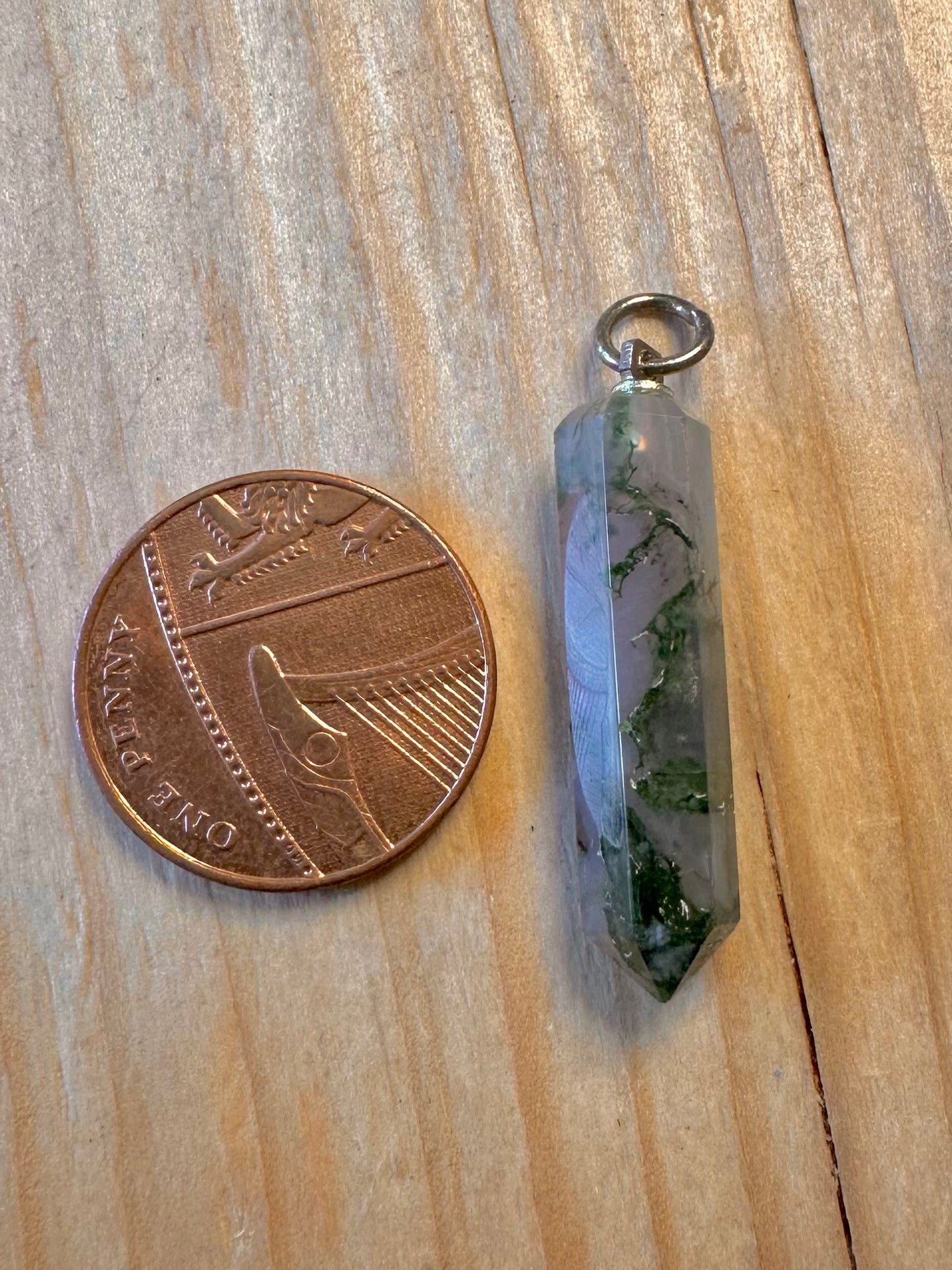 Vintage Moss Agate Pillar Pendant