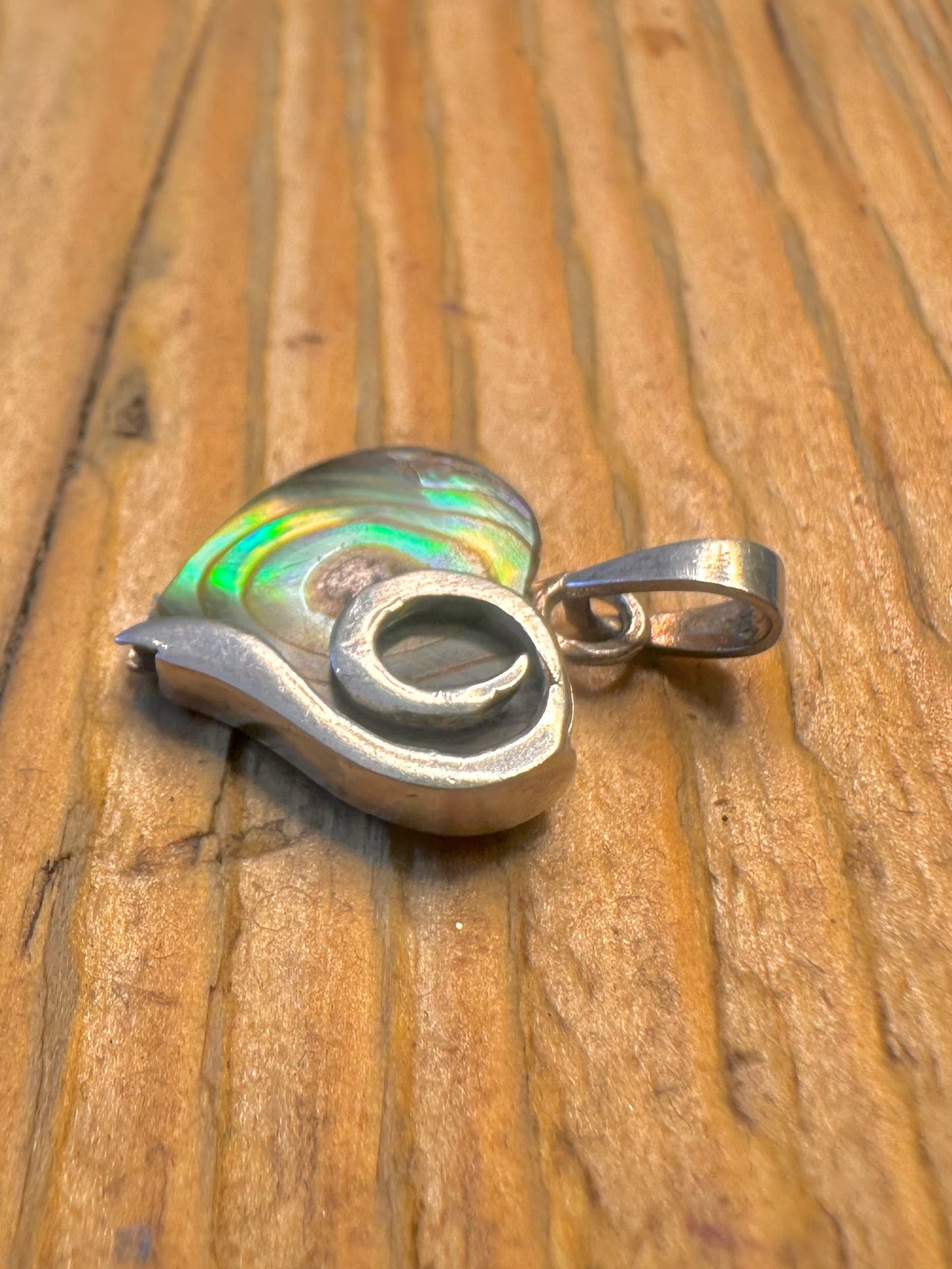 Abalone Heart Swirl 925 Sterling Silver Pendant