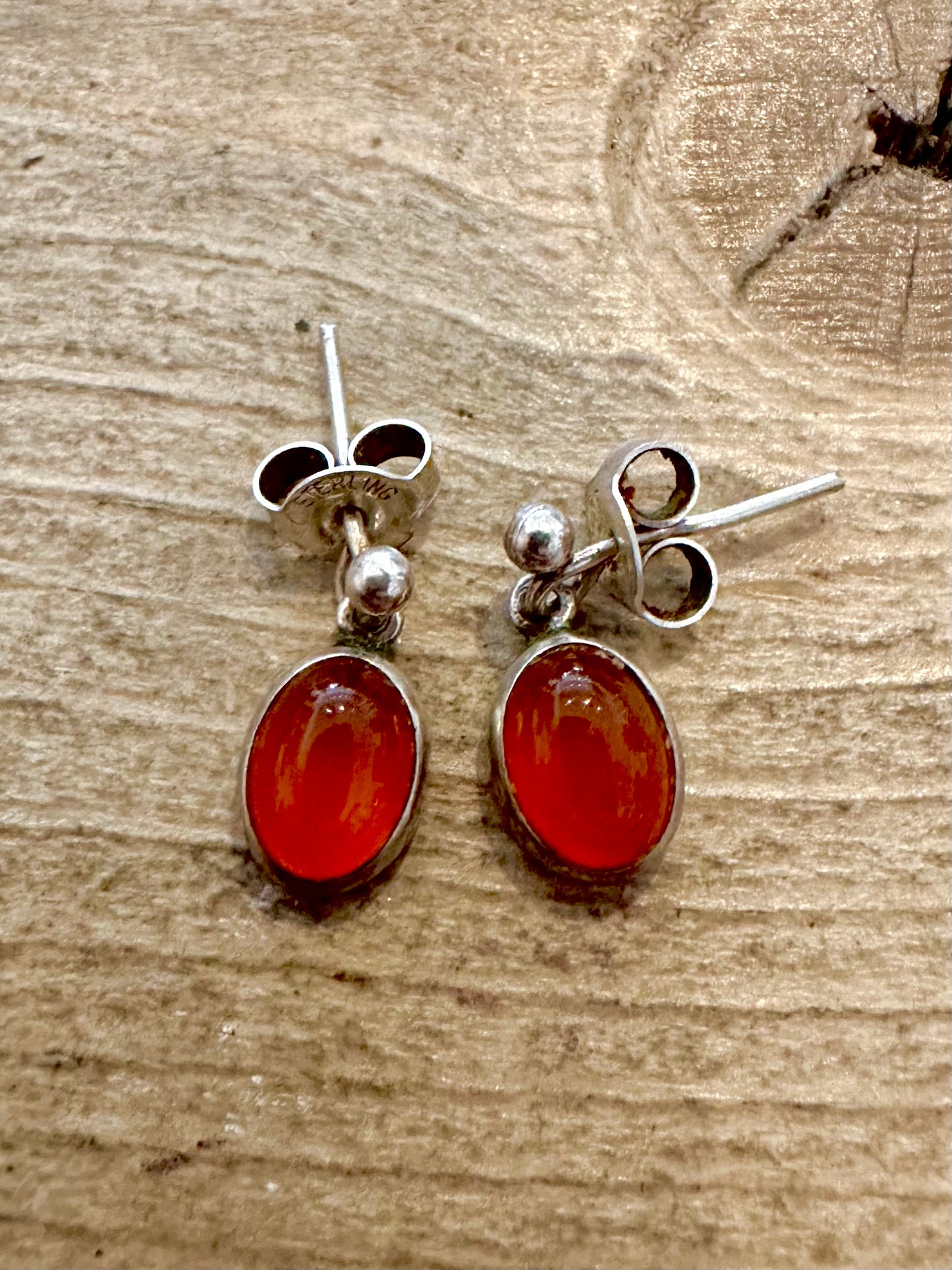 Vintage Carnelian Dangle 925 Silver Earrings