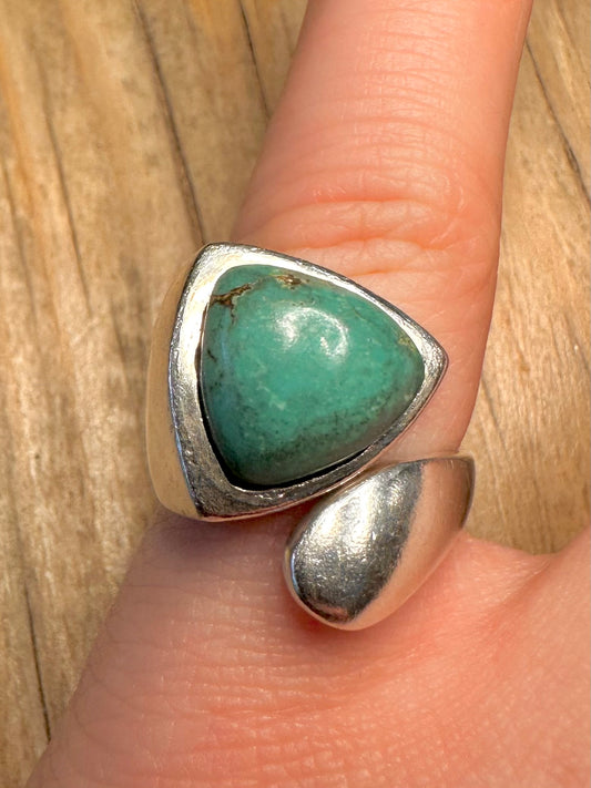 Abstract Turquoise Overlapping 925 Sterling Silver Size M Ring