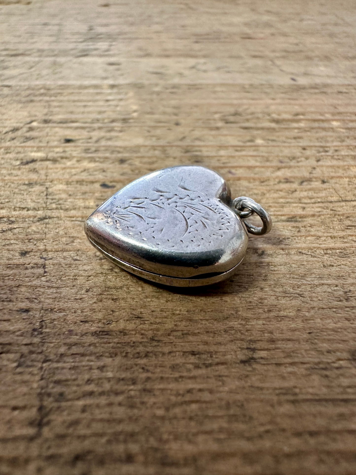 Vintage Heart Engraved Locket 925 Silver Pendant