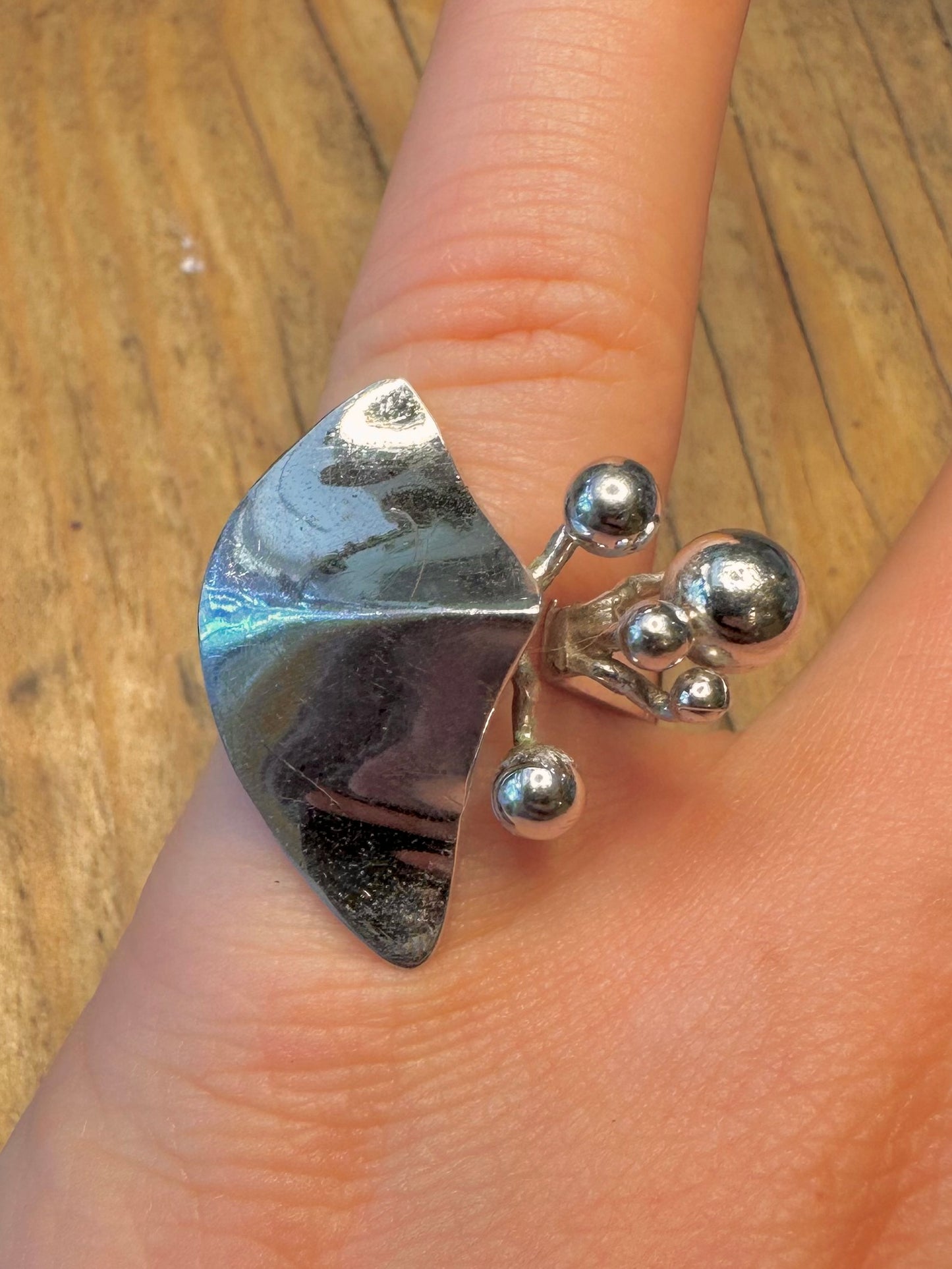 Mid Century Relo Abstract 925 Sterling Silver Size J Ring