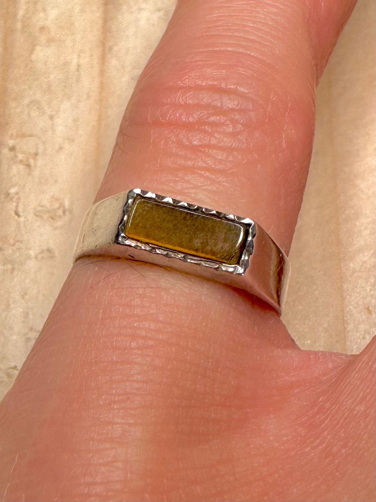 Tigers Eye Signet 925 Sterling Silver Size I Ring