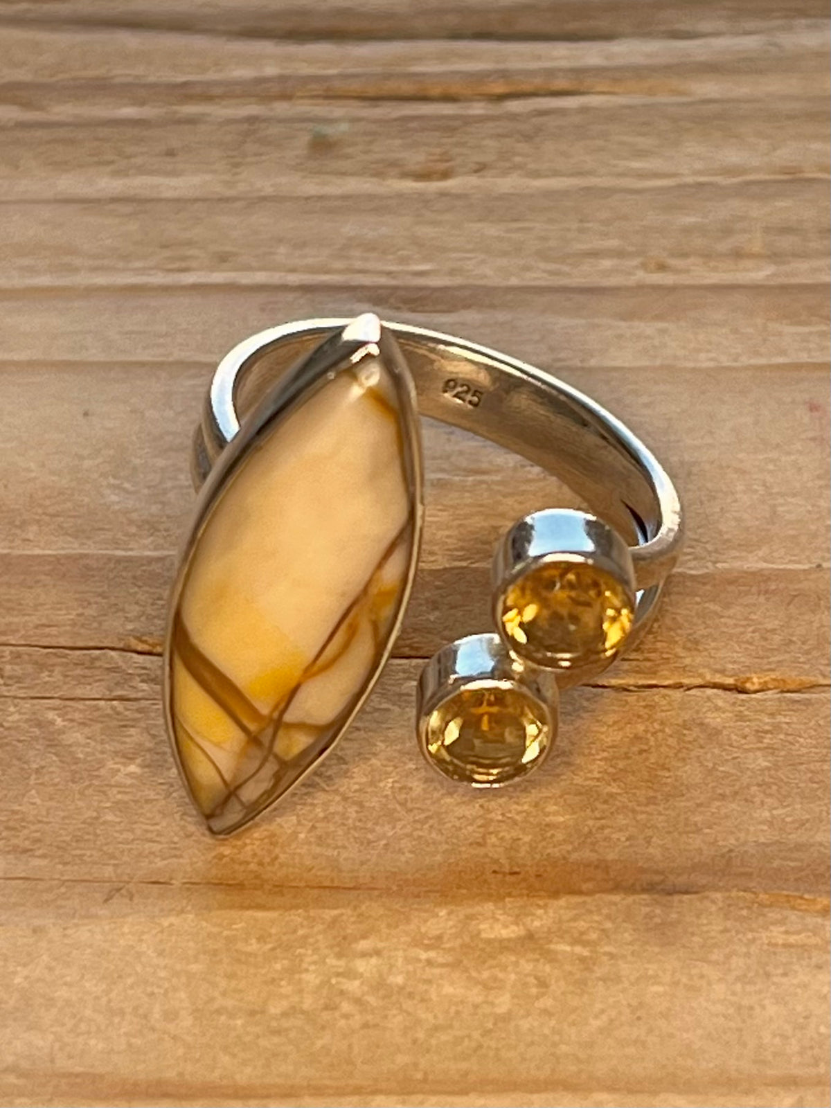 Jasper and Citrine 925 Sterling Silver Size R Ring
