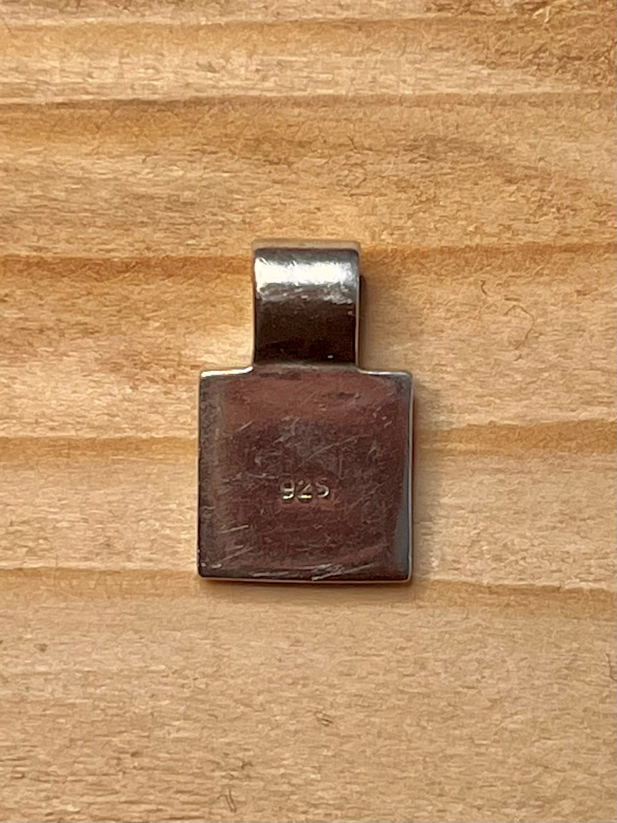 Small Blue Enamel Mosaic Square 925 Sterling Silver Pendant