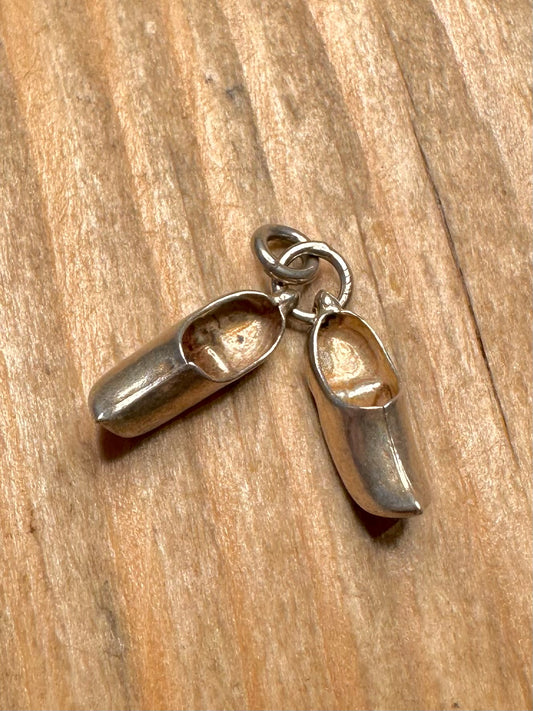 Vintage Pair of Clogs 925 Sterling Silver Charm Pendant