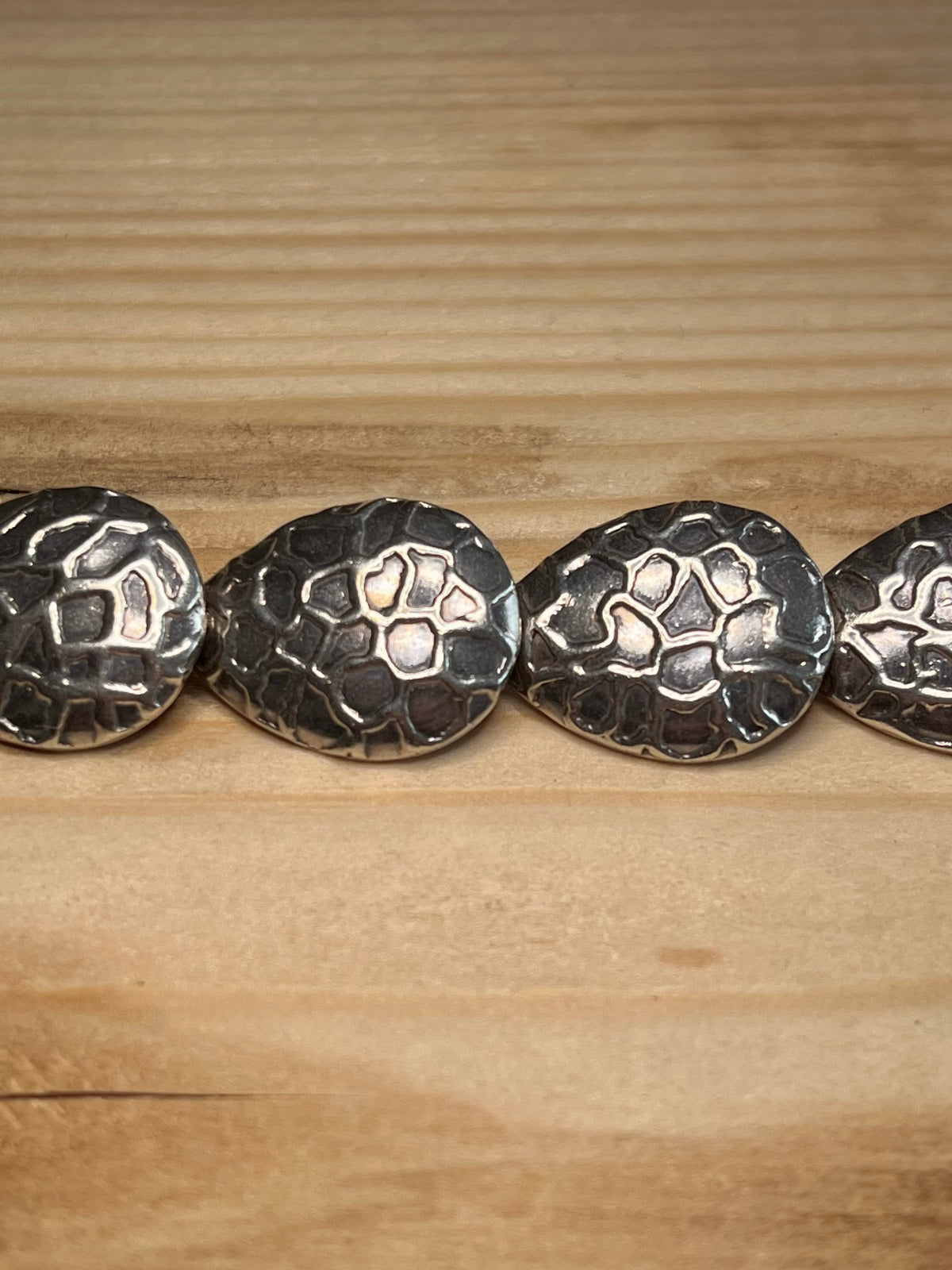 Turtle Shell Textured 925 Sterling Silver 7.5 Inch Bracelet