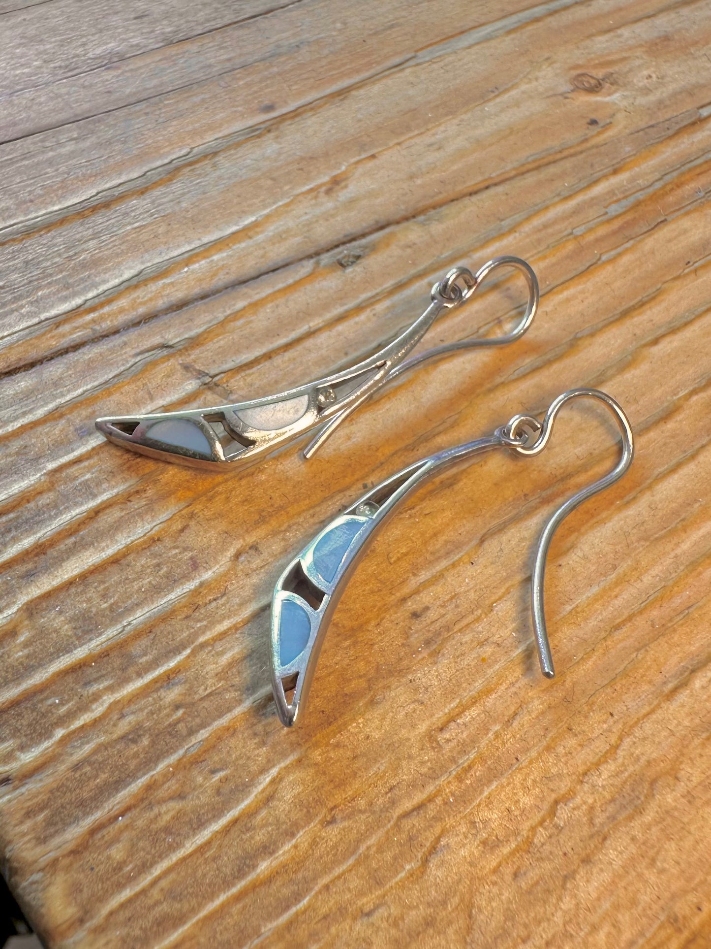 Abstarct Mother of Pearl Curved Kit Heath 925 Sterling Silver Earrings