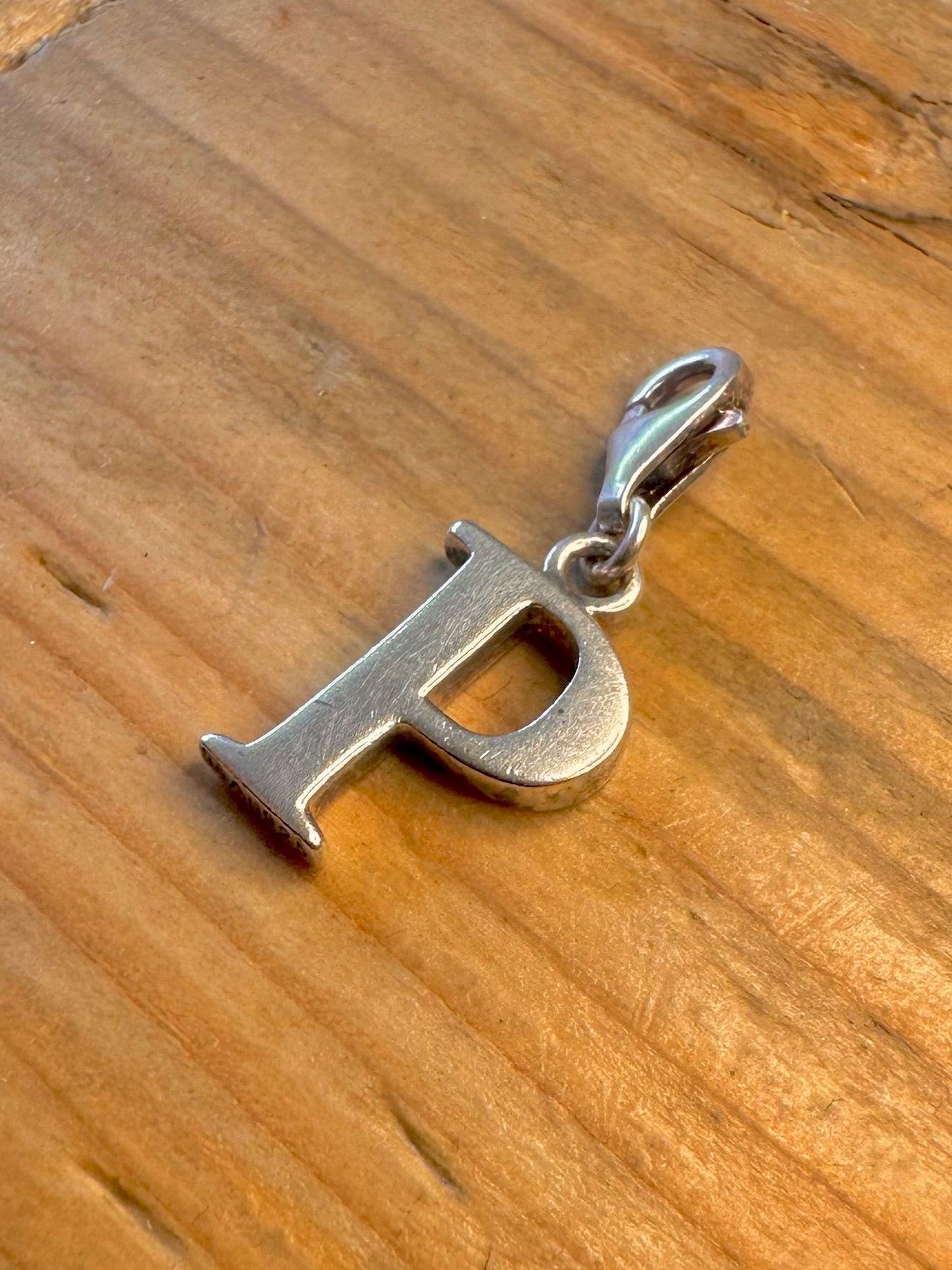 Letter P with Clasp 925 Sterling Silver Charm Pendant