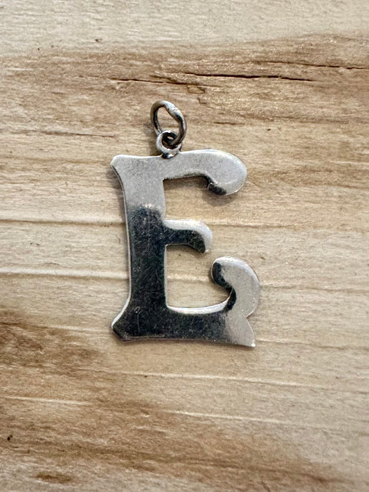 Vintage E Letter 925 Silver Pendant