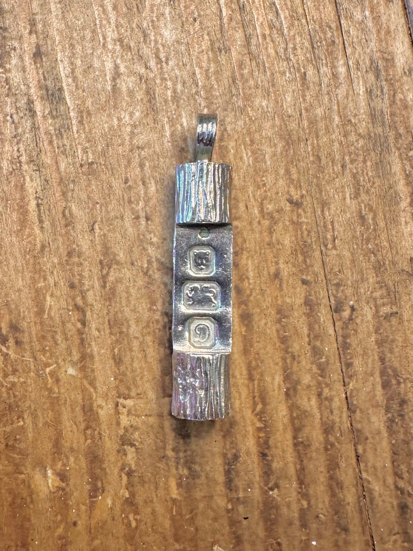 Ingot 1978 Bark Effect Barrel 925 Sterling Silver Pendant